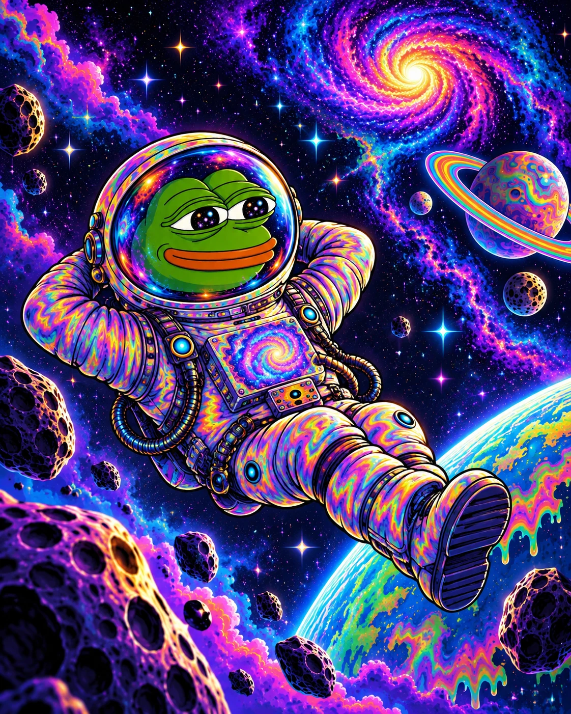 Triponaut Pepe drifting peacefully in deep space